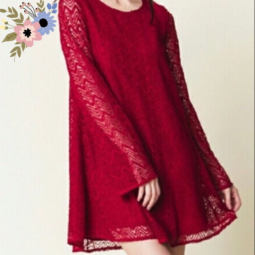 Burgundy Boho Lace Dress